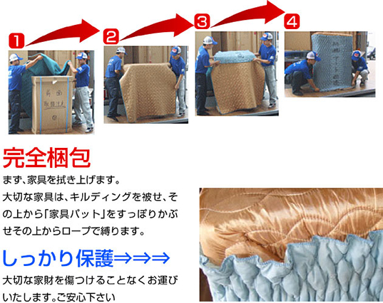 家具や家電（大物）の梱包